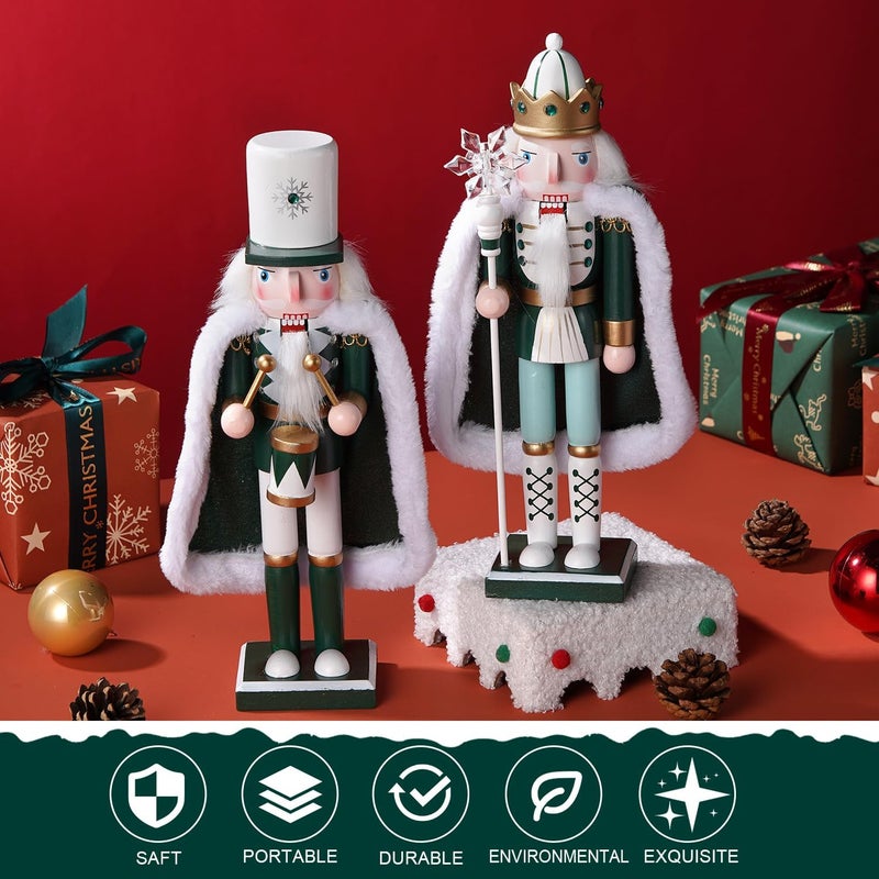 Tpudn Store 2 Pcs Wooden Christmas Decorations Nutcracker Soldier, 30CM Traditional Painted Nutcracker Figures,Festive Collectible Christmas Ornament Gift for Family Friends - Image 5